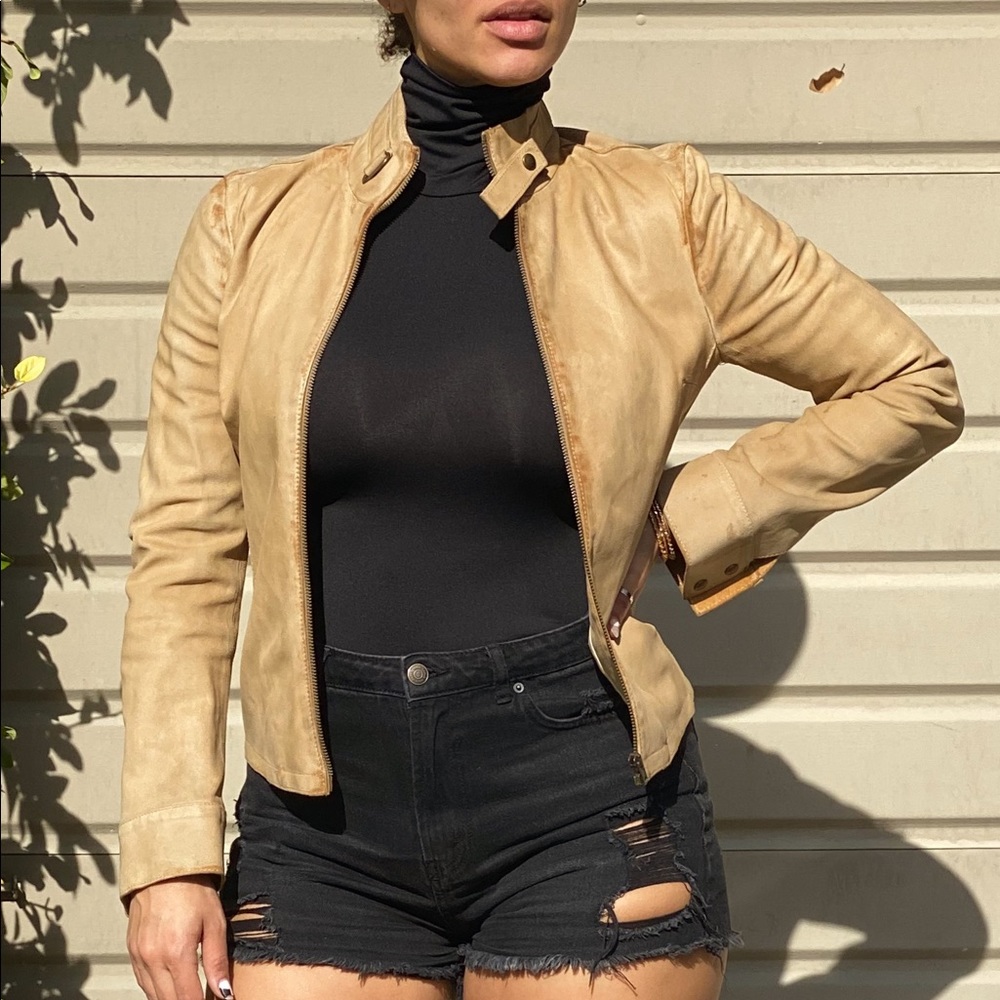 Miu Miu distressed motorcycle jacket